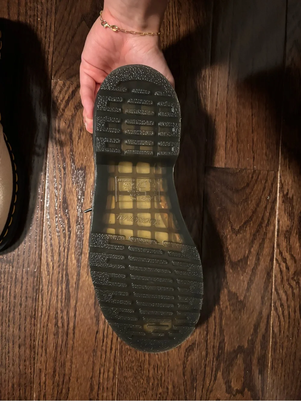 Dr. Martens Beige Canvas 3-Eye Lace Shoes with Black Laces